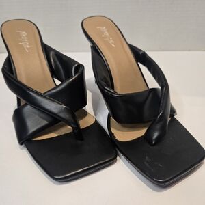 Nasty Gal Black Square Toe Crisscross Heels